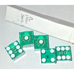Obsolete Texas Station Hotel Casino 5 Stick Dice #816 Green Clear Las Vegas NV